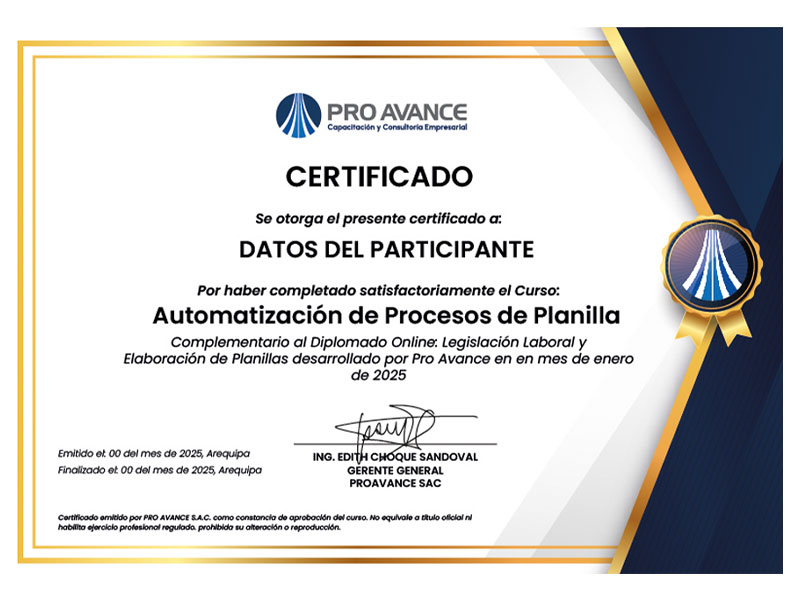 Certificado Curso Actualización