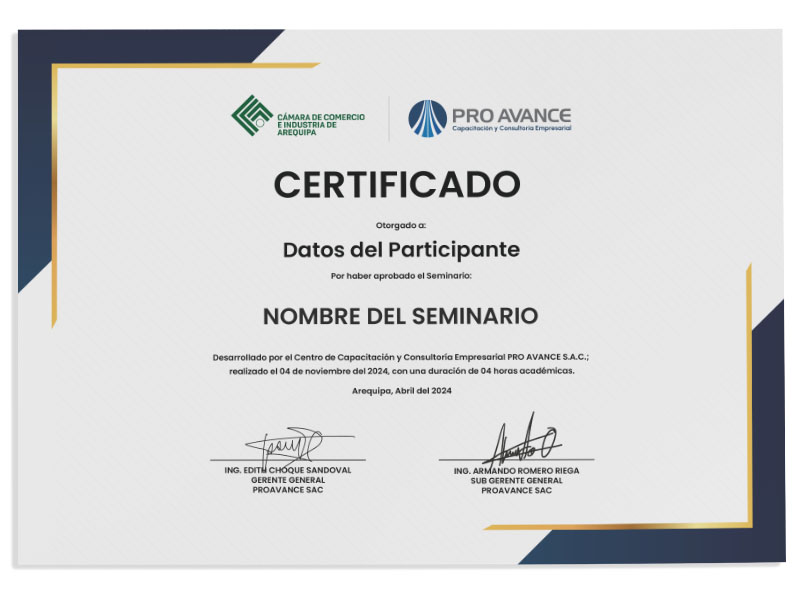 Certificado adicional por seminario